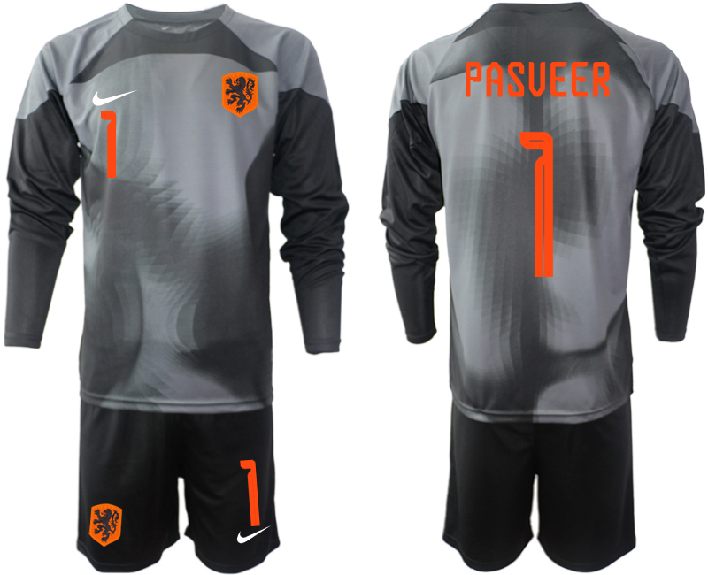 Men 2022 World Cup National Team Netherlands black goalkeeper long sleeve 1 Soccer Jersey